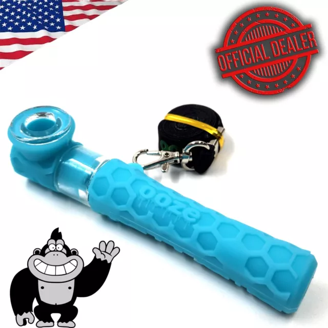 Ooze BLUE Silicone Glass Chillum One Hitter Tobacco Smoking Bowl Hand Pipe