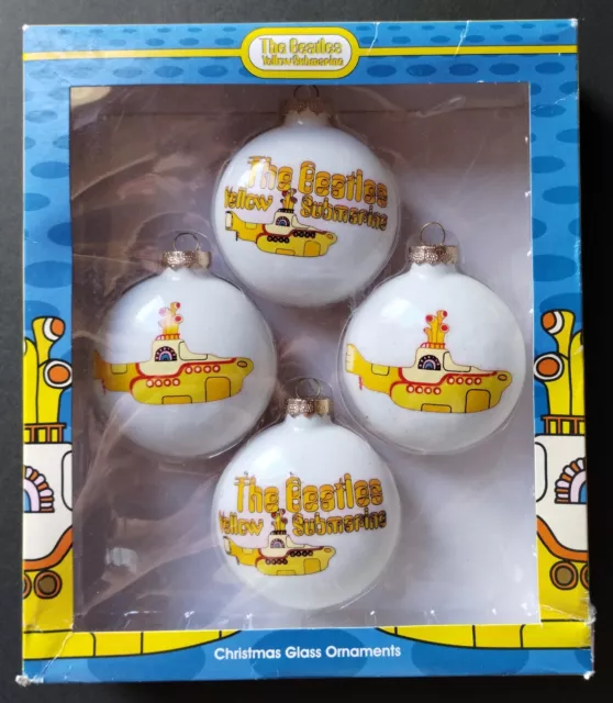 The Beatles Yellow Submarine Christmas Glass Ornaments Set