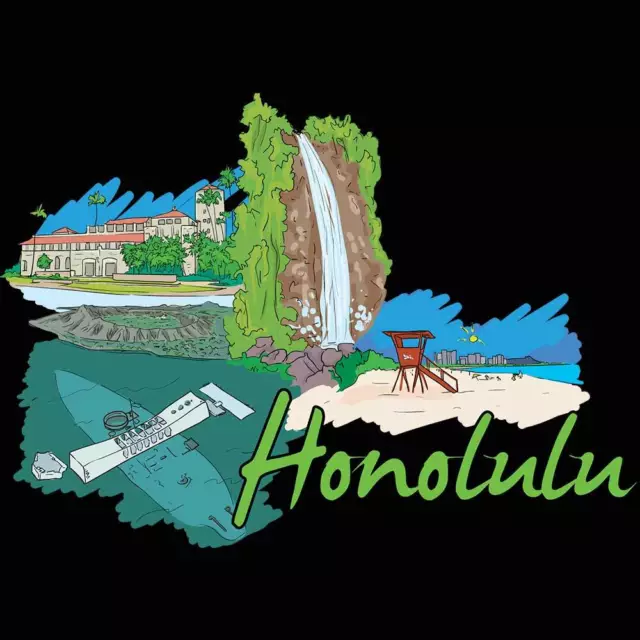 Honolulu Hawaii Country Flag Destination - Mens Funny Novelty T-Shirt Tshirts