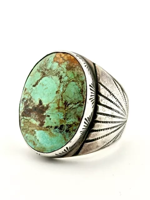 Vintage Navajo Sterling Silver Turquoise Signed TZ Ring Native American