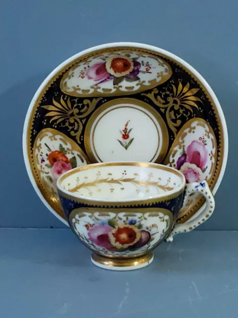 MINIATURE PORCELAIN HAND PAINTED TEA  CUP & SAUCER early 19th century. 3