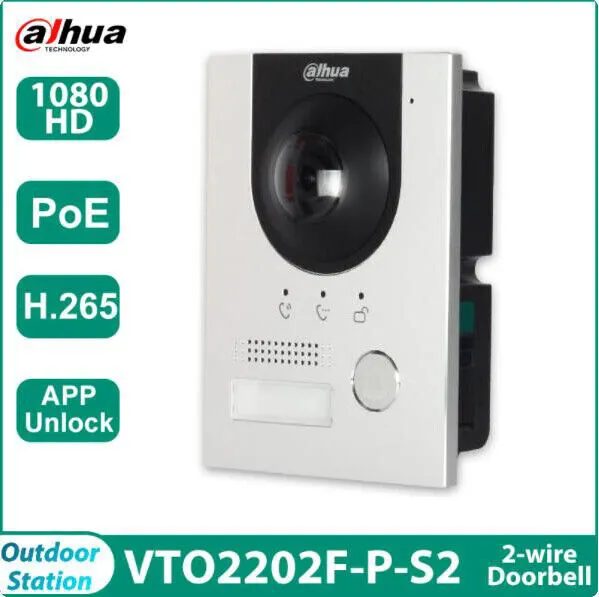 Dahua VTO2202F-P-S2 IP Villa Tür Station 2MP Fisheye Kamera Türklingel PoE APP