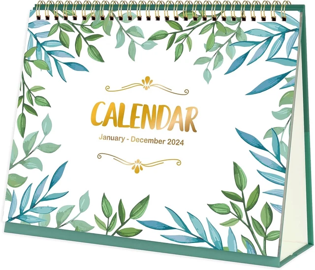 2024 DESK CALENDAR Standing Flip 2024 Desktop Calendar, 9.8" x 8.3