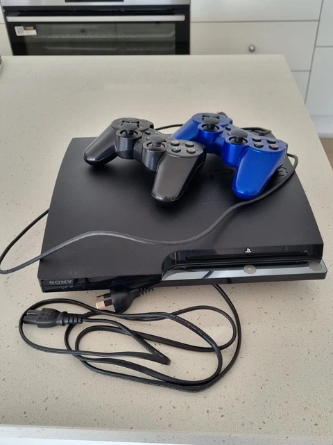 Ps3 Playstation 3 Super Slim 12Gb Console + 2x Controllers - Free Postage