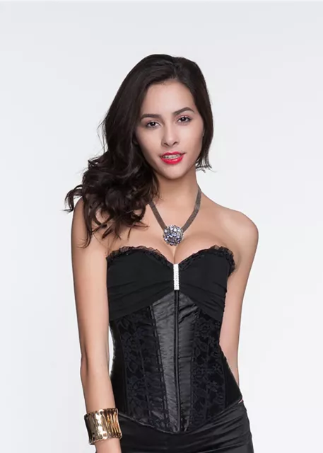 sexy Vollbrust Corsage Top schwarz Korsett Bustier Mieder Korsage Corset