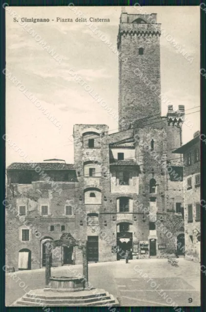 Siena San Gimignano Piazza della Cisterna cartolina MT1610