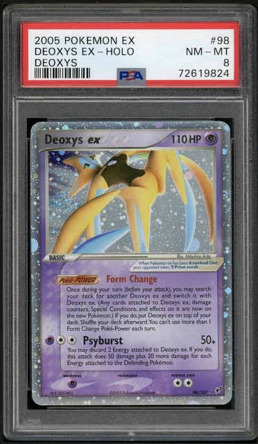 Pokemon Card 2005 Deoxys Attack ex Holo SWIRL 98/107 ex Deoxys - PSA 8 NM-MINT