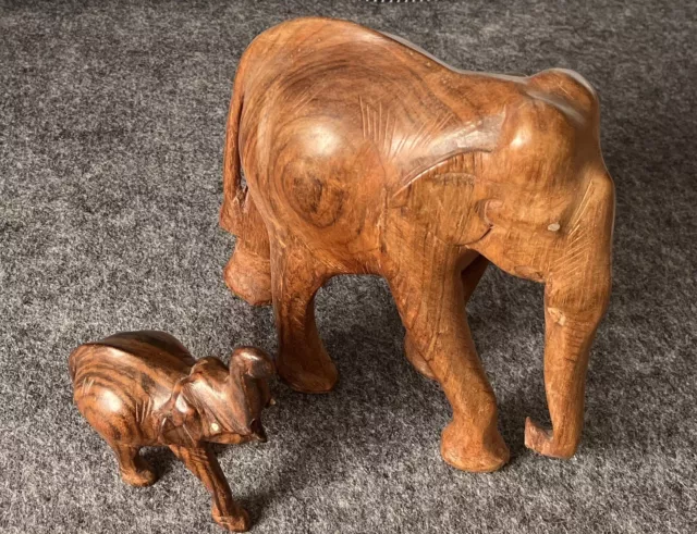 2 Deko Figuren Elefanten Holz Schreibtisch Figur Afrika Indien Dekoration Safari
