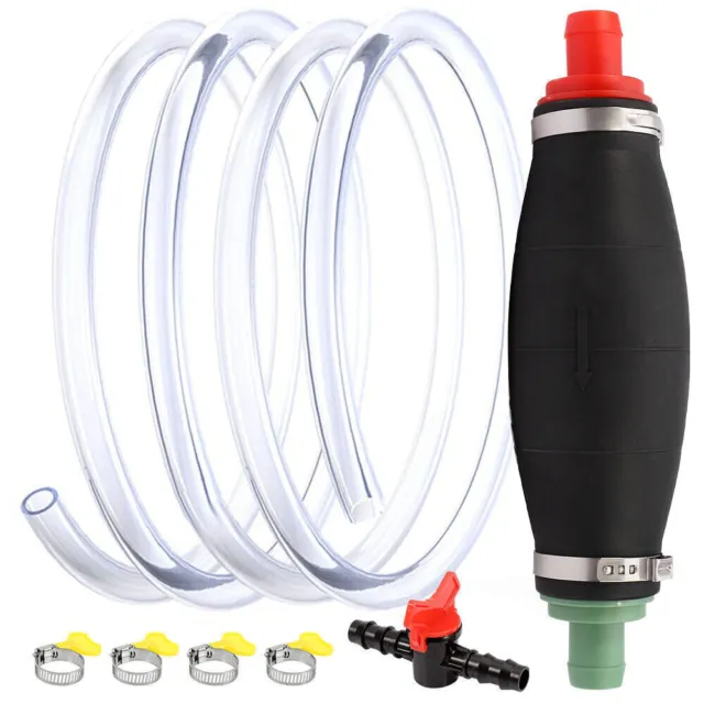 Fuel Primer Bulb Hand Pump Petrol Gas Diesel PVC Syphon Oil Drain With Hose