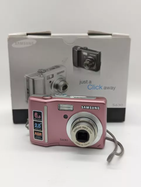 Vtg Samsung S630 6.0MP Compact Digital Camera Pink Working lines on LCD screen