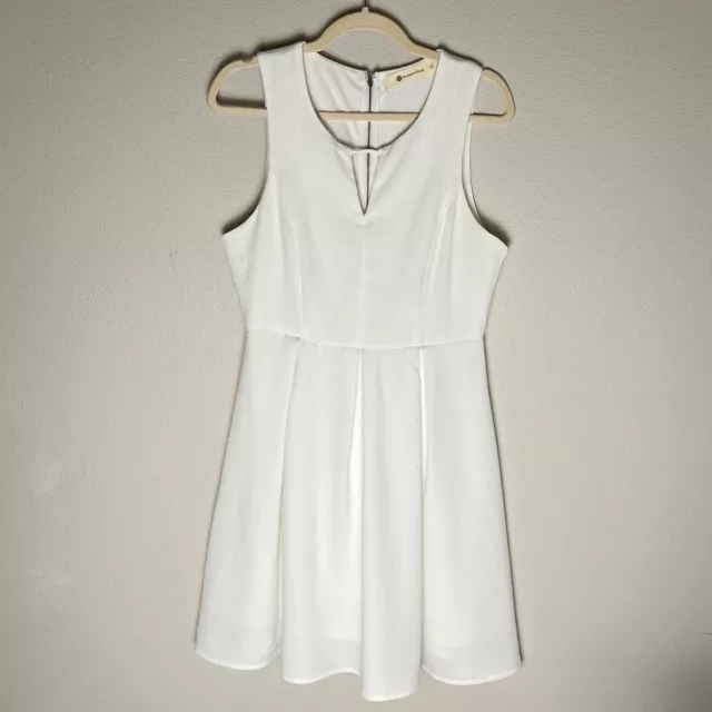 The Impeccable Pig Sleeveless White Knee Length Dress Cutout V-Neck Size Large