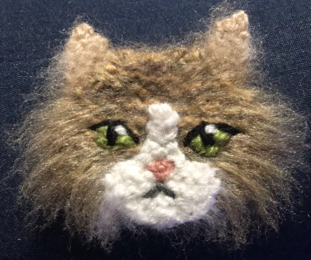 Norwegian Forest Cat Knitted Brooch