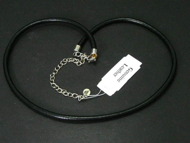 Estate Sterling Silver American West Ladies Leather Necklace 7g 21"L i10650