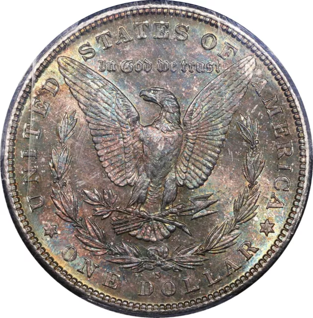 1881-S Morgan Dollar PCGS MS 63 Colorful Rainbow Toned Reverse