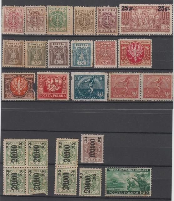 1919 1921 Poland Post  26 Stamps Collection Poczta Polska new with varieties