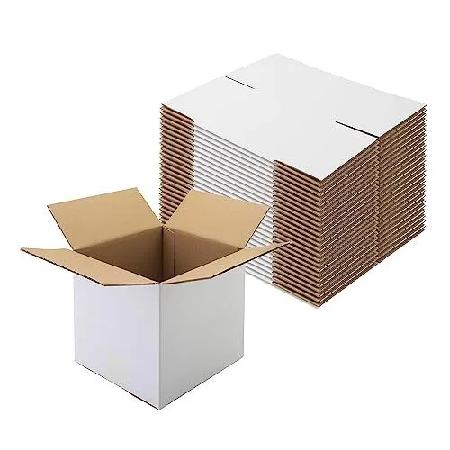 5x5x5 Inches White Shipping Boxes Pack of 25 Corrugated Cardboard Boxes Maili...
