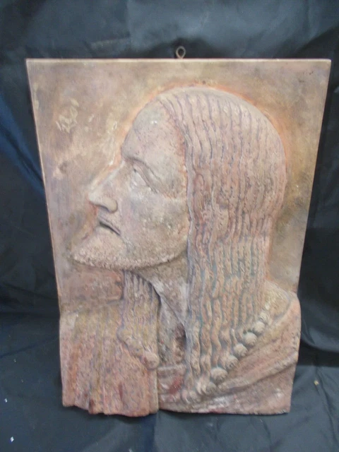 Grand Tableau Bas relief Dame en plâtre renforcé 78,50cm x 55 Art Déco - Décoration
