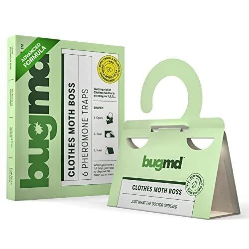 BugMD Clothes Moth Boss 12 Traps Indoor Trap Sticky Strip With Pheromone