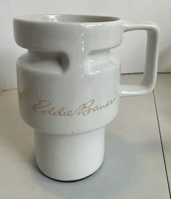 Eddie Bauer Tall White Coffee Mug No Lid Tea Cup Gojo Travel Mug Collectible.