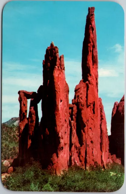 Pikes Peak Colorado Montezuma Temple Ruins Garden Of Gods Vintage PC Postcard