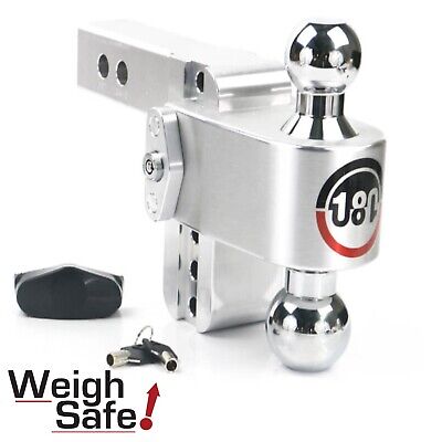 Weigh Safe CTB4-2 180° Adjustable 4" Drop Hitch Ball Mount w/2" Shaft & Key Lock
