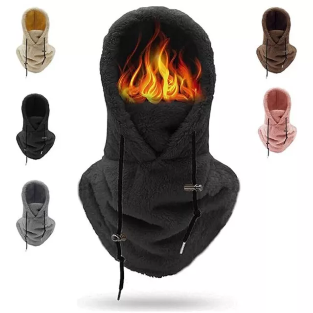 Winter Windproof Balaclava Hooded Cover Hat Warm Cap Scarf Sherpa Hoody Ski Mask 2