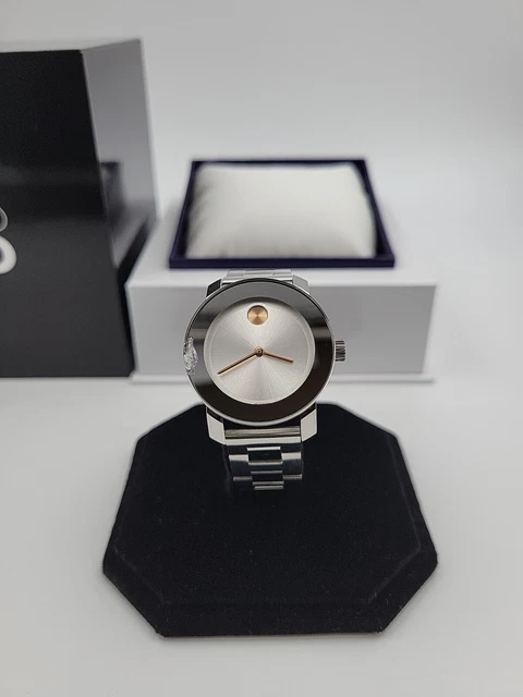 Movado Women’s Bold Silver Sunray Dial Swiss Quartz Watch - 3600433