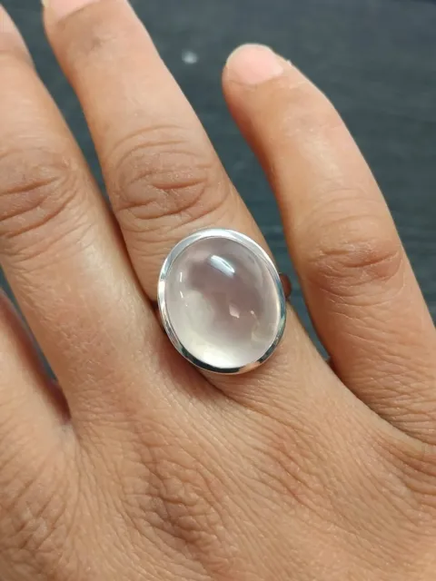 Bague ovale en argent Sterling 925, cadeau pour mère, Quartz Rose naturel,...