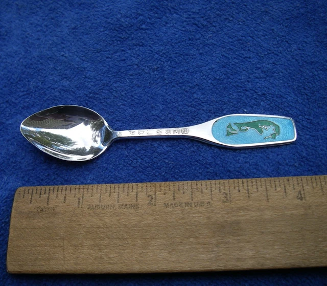 Good BERMUDA  Enamel MAP Handle Sterling Demi SOUVENIR SPOON-BM Co-Canada