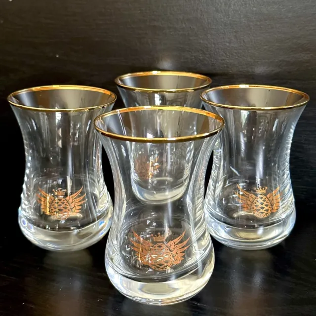 Set Of 4 New Avion Tequila Gold Rim Flying Agave Limited Cocktail Bar Glasses