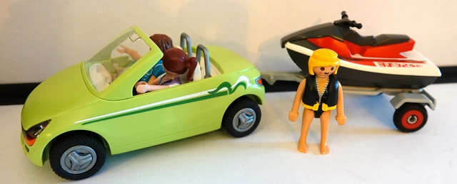 Playmobil La Voiture De Ville Avec 3 Personnages + Remorque Et Jet Ski