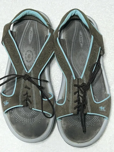 Women’s MBT “Staka” Beluga Grey Blue Comfort Slip on Sandals Shoes Size 9