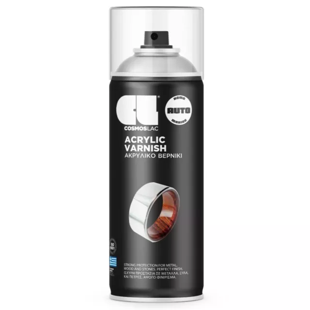 Barniz en aerosol acrílico Cosmoslac - recubrimiento protector de secado rápido - lata de 400 ml