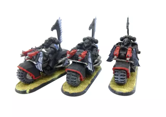 Warhammer 40k Space Marines Dark Angels Ravenwing Bike Squad Painted 2