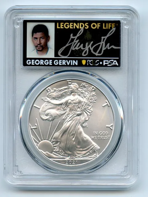 2021 $1 Silver Eagle T1 Last Day Production PCGS MS70 Legends Life George Gervin