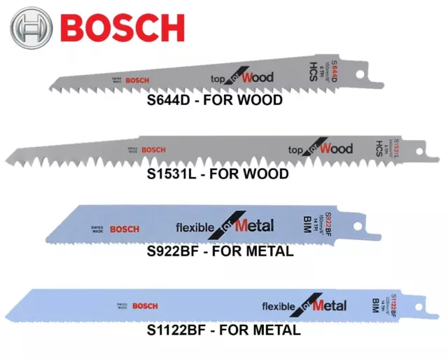 Genuine Bosch Reciprocating Sabre Saw Combo S644D S1531L S922BF S1122BF Blades 5