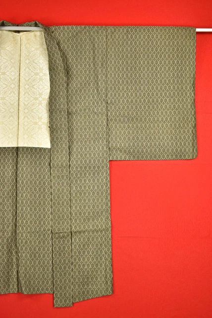Vintage Japanese Kimono Silk Antique BORO HAORI Kusakizome Woven/B650/580 2