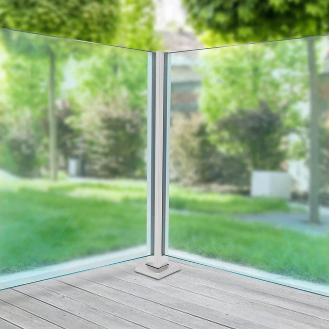 Glass Railing Post,Corner Post Without Glass drilling 304 Stainless Steel 25.6in