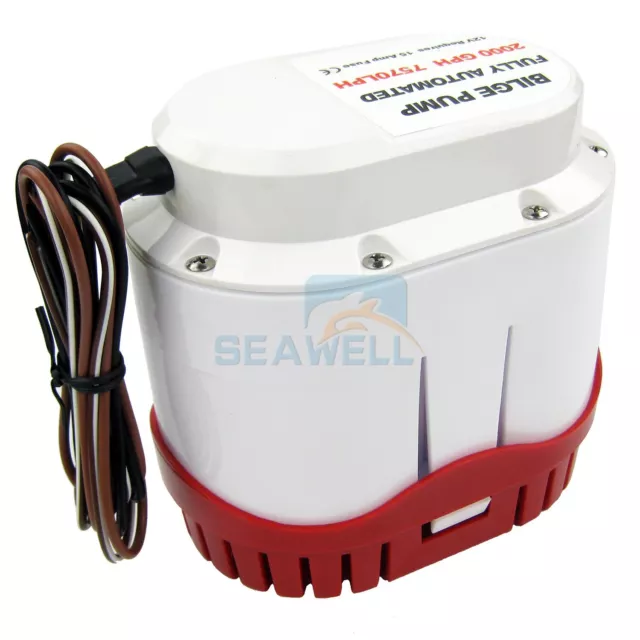 Automatic 2000 GPH Bilge Pump Boat Marine Water Pump 12V Built-in Float Switch