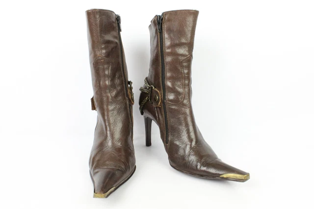 Bottines SAN MARINA PARIS Cuir Marron T 36 BON ETAT