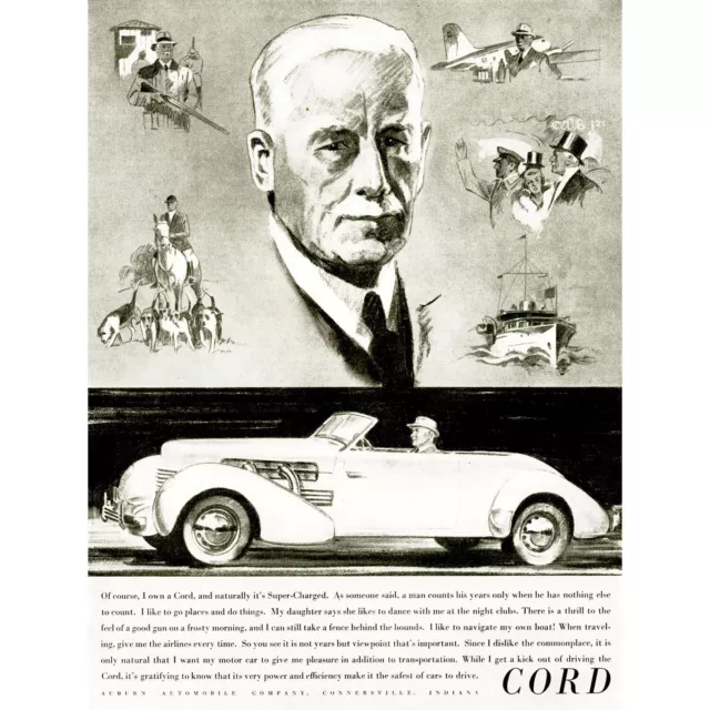 Advert Automobile Cord Classic Car Auburn Usa 30X40 Cms Fine Art Print Art Poste