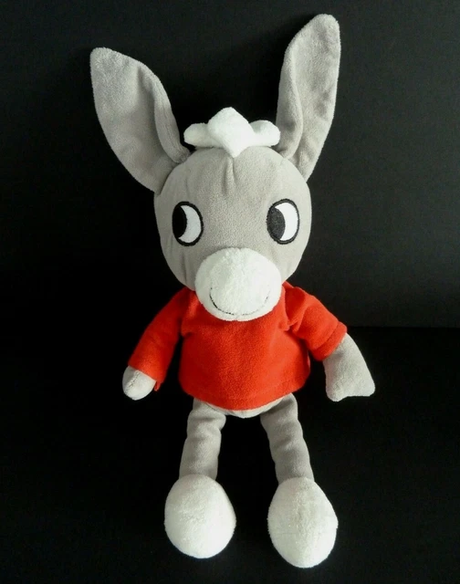 W9. DOUDOU PELUCHE ANE TROTRO AJENA NOUNOURS rouge sans short 24cm +oreille  TBE