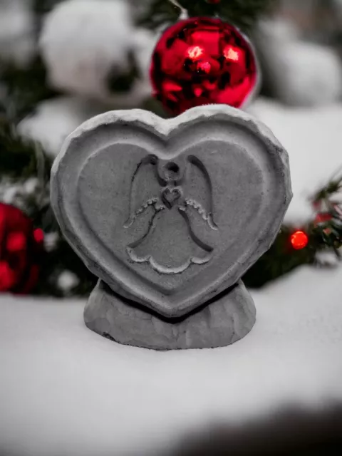 Tree Topper Angel Engraved Heart Stone: Weather Resistant Strong Christmas Decor