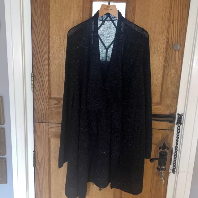 Eileen Fisher schwarze Strickjacke mit Metallfaden