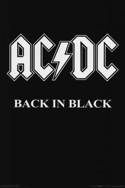 AC/DC BACK IN BLACK POSTER 24 x 36 Music Poster Brian Johnson, Phil Rudd