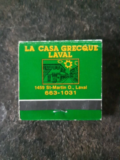 La Casa Grecque Montreal Laval Quebec Matchbook Cover 2