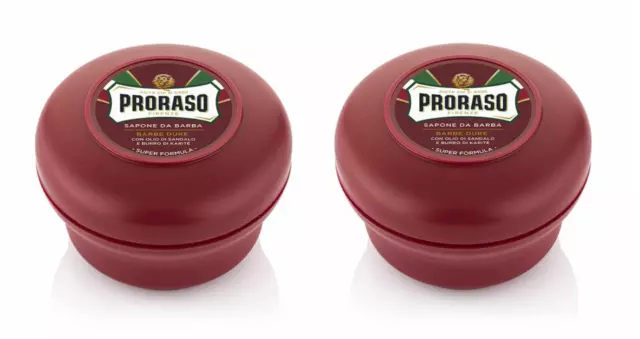 2 pcs Proraso Shaving Soap for Thick & Coarse Beard, Sandalwood 5.2 oz (2 Pack)