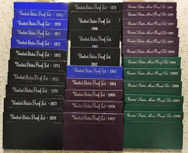 1968 to 1998 COMPLETE RUN US MINT CLAD PROOF SETS  31 ORIGINAL SETS FREE SHIP