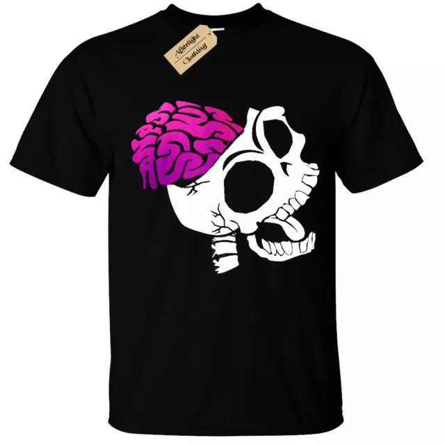 T-shirt Skeleton Brains Uomo S-5XL rock goth teschio zombie biker