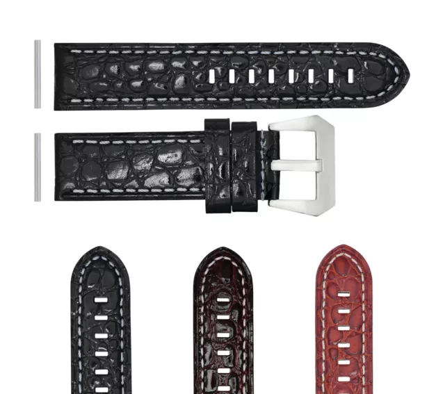 Big 24Mm Pam Leather Watch Band Strap For 44Mm Panerai Marina Luminor Gmt Watch